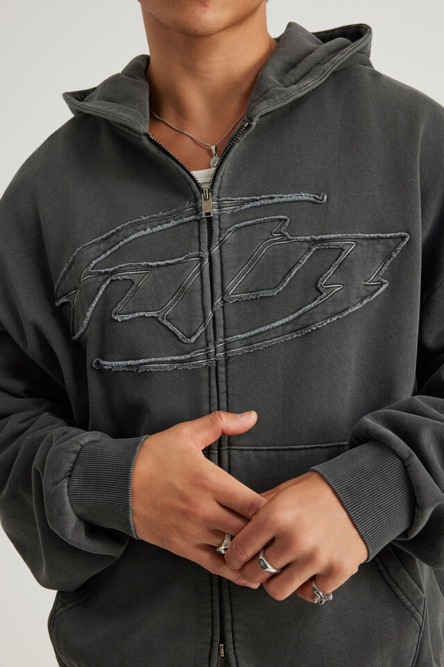 Notion Zip Thru Hoodie, NTN WASHED BLACK/NTN LOGO