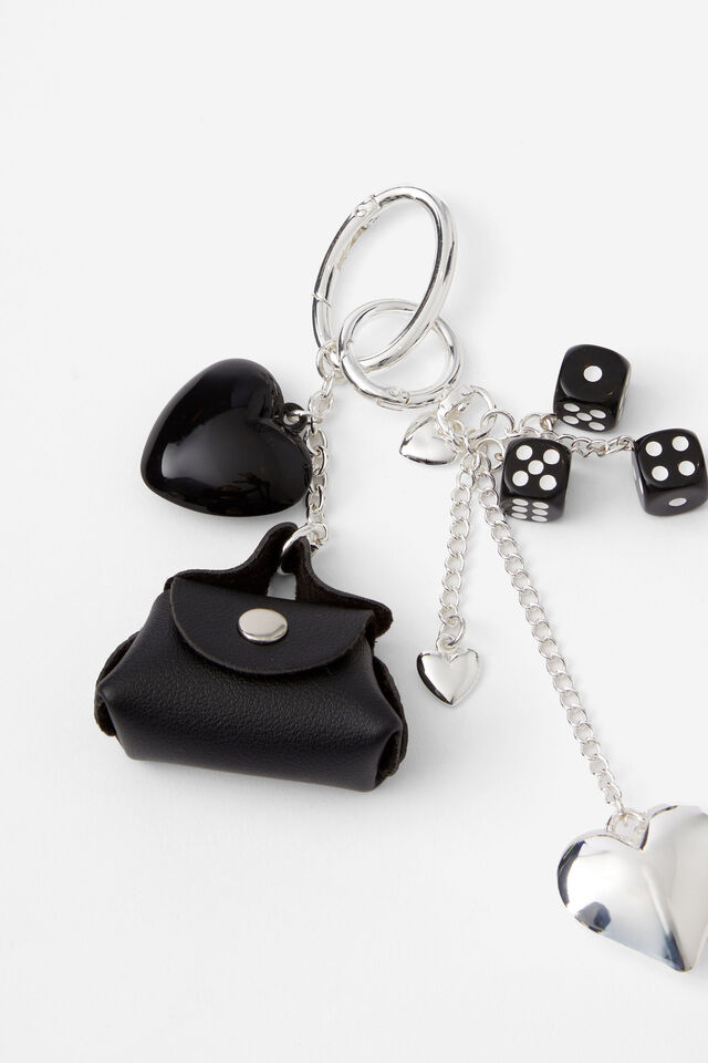 Girls Bag Charm, SILVER BLACK
