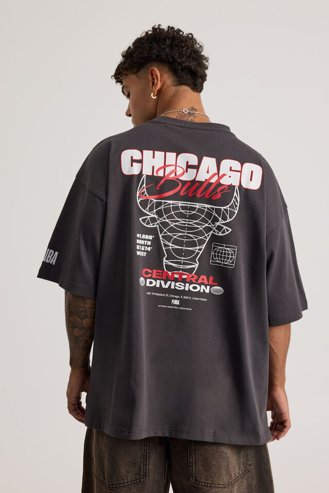 Heavy Weight Box Fit Nba Tshirt, LCN NBA BULLS SLATE/CENTRAL DIVISON
