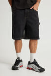 Half Half Painter Baggy Denim Short, BLACK STONE - example image 5