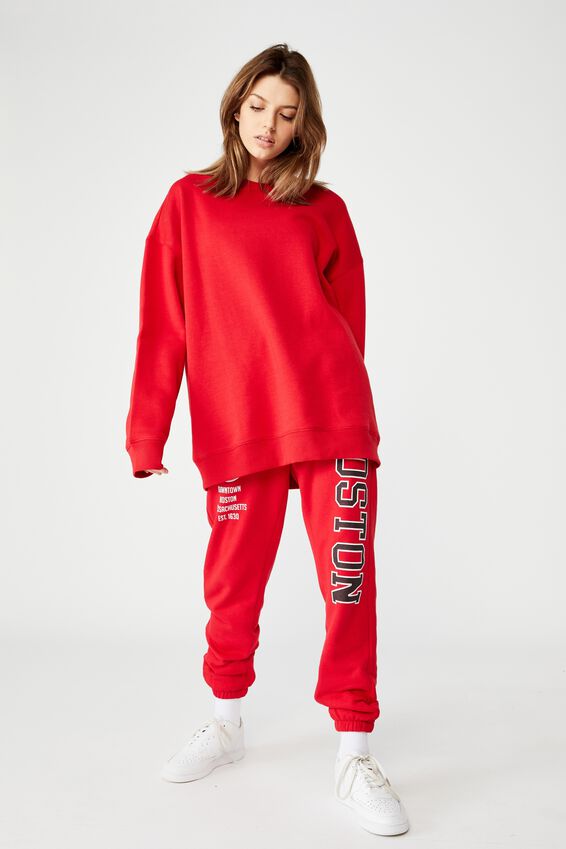 Oversized Crew Neck Sweater, LYCHEE