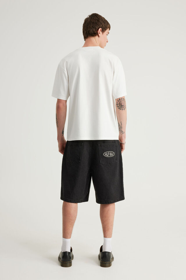 Half Half Classico Denim Short, CLEAN WASHED BLACK