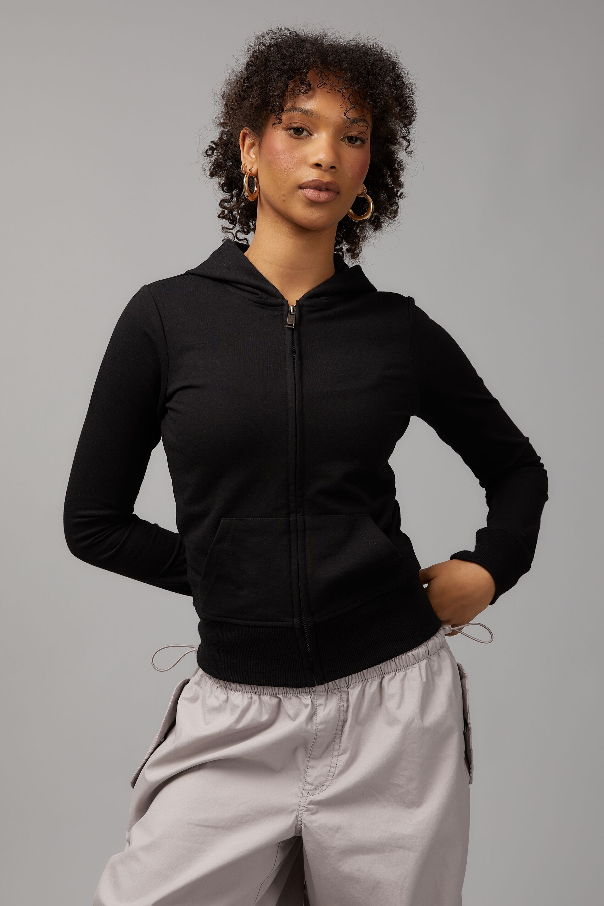 Fitted Zip Through Hoodie