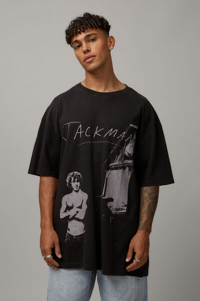 Oversized Music Merch T Shirt, LCN WMG WASHED BLACK/JACK HARLOW