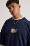 Half Half Heavyweight Box Fit Graphic Tshirt, HH MIDNIGHT BLUE/HALF HALF GLOBE - alternate image 4