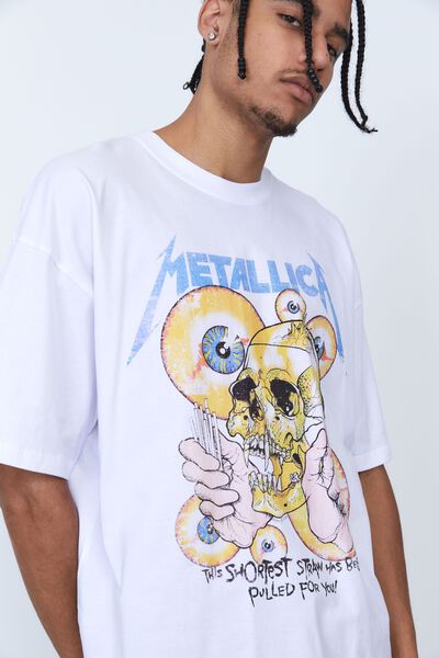 Oversized Music Merch T Shirt, LCN PRO WHITE/METALLICA