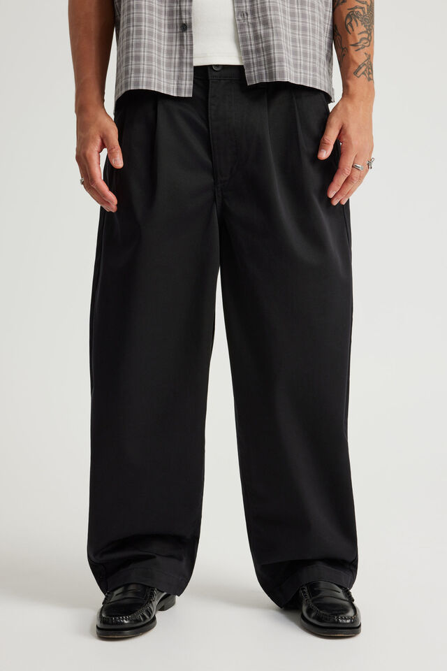 Authentics Pleated Pant, BLACK