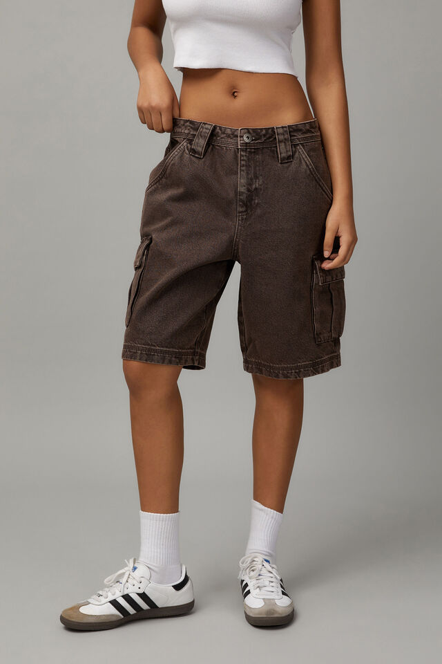 Marley Denim Cargo Jort, WASHED CHOCOLATE
