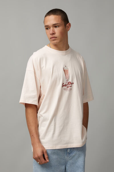 Half Half Oversized T Shirt, SOFT PINK/SALLYS DINER