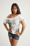 Off Shoulder Graphic Tee, CLOUD/TATTOO - example image 1