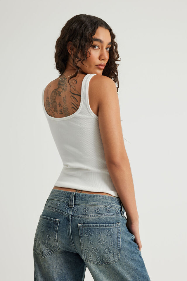 Graphic Scoop Neck Tank, CLOUD/EYES REPEAT