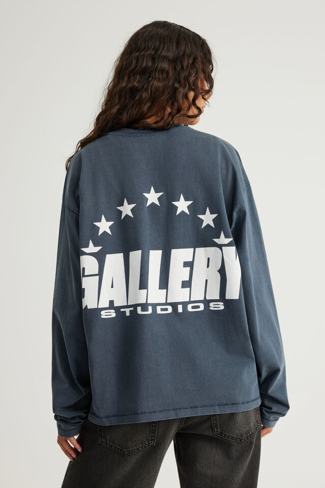 Open Gallery Long Sleeve Boxy Tshirt, OG WASHED SEAL/OG PATCH