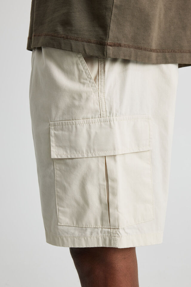 Half Half Pull On Cargo Short, IVORY