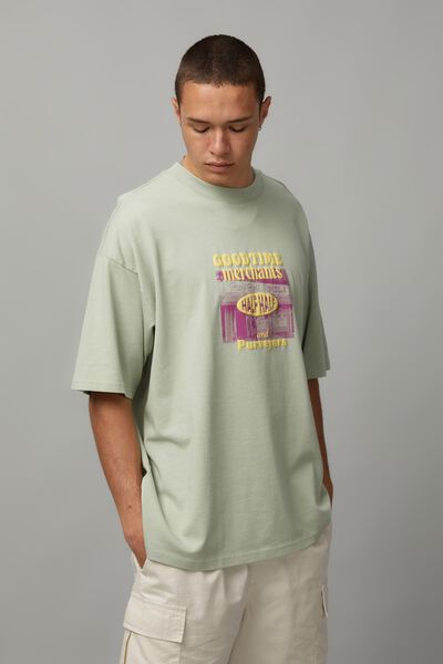 Heavy Weight Box Fit Graphic Tshirt, WAHSED SEAFOAM/SERVICES