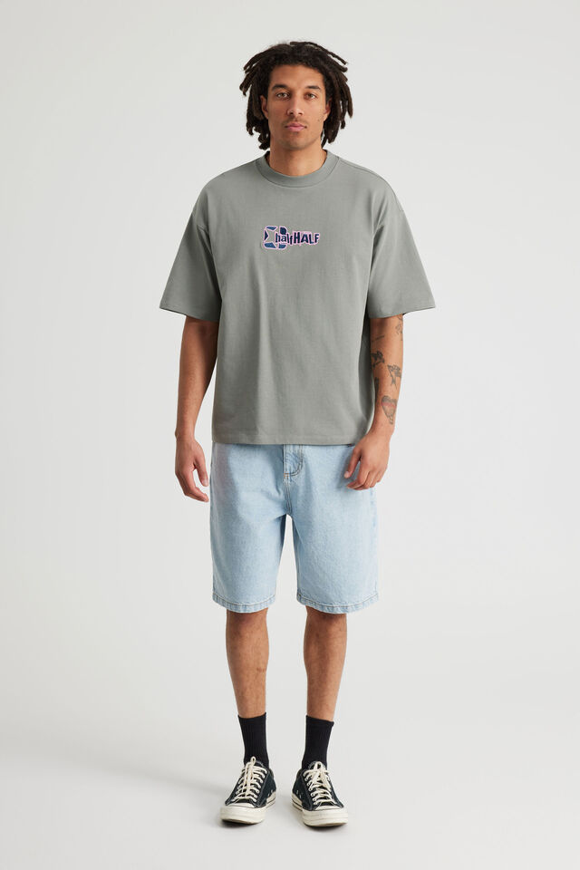 Half Half Heavyweight Box Fit Graphic Tshirt, HH OIL SLICK/SMASH N GRAB