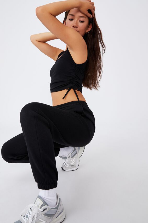 Ruched Side Seam Tank, BLACK
