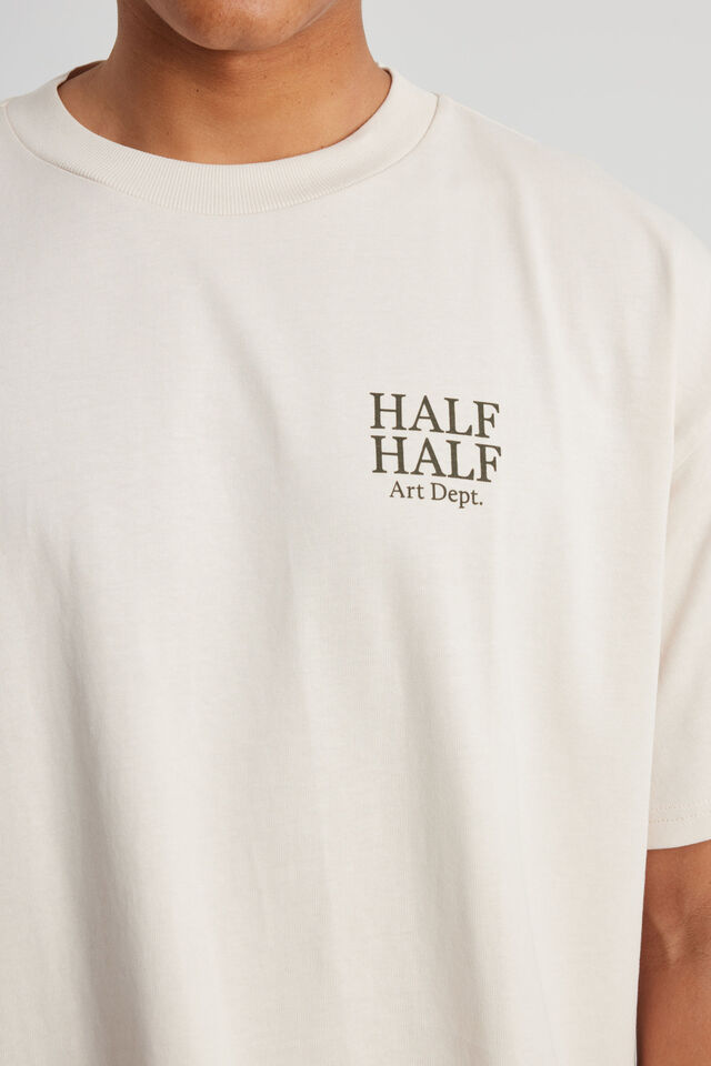 Half Half Heavyweight Box Fit Graphic Tshirt, HH IVORY/ART DEPT