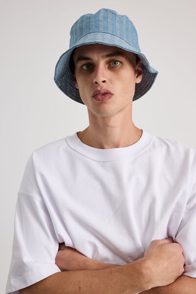 Pattern Denim Bucket Hat, BLUE DENIM