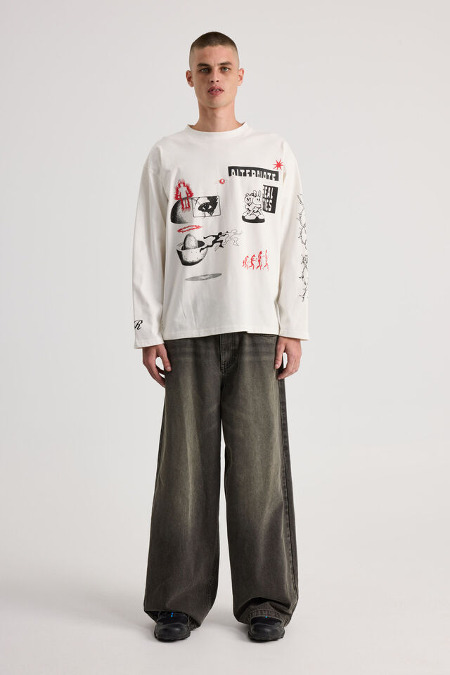 Notion Long Sleeve Box Fit Tshirt, NTN VINTAGE WHITE/ALTERNATE BEINGS