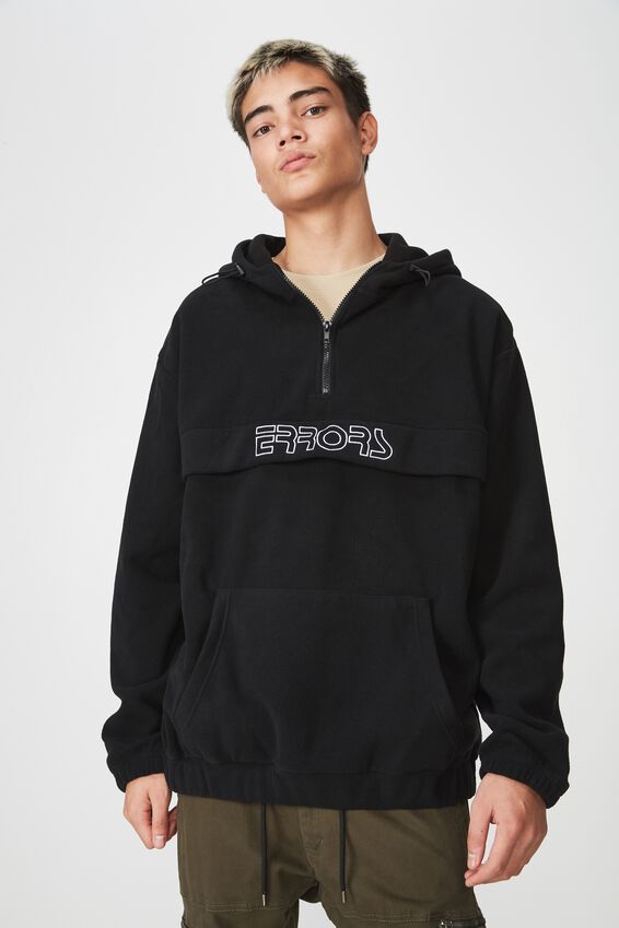 Polar Fleece Hoodie, BLACK