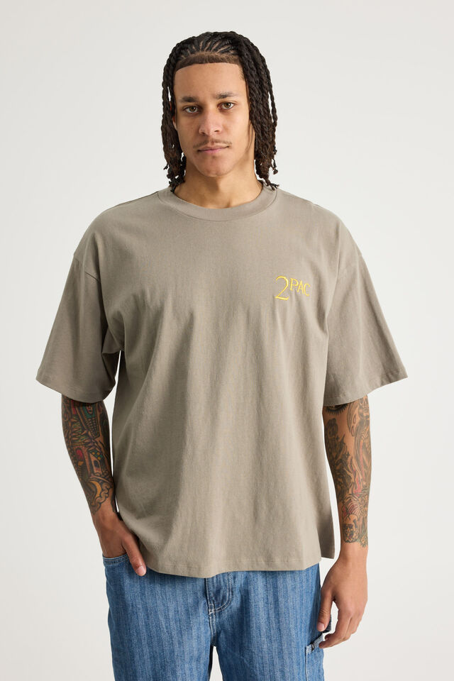 Archive Music Merch T Shirt, LCN BRA KHAKI MIST/TUPAC CD