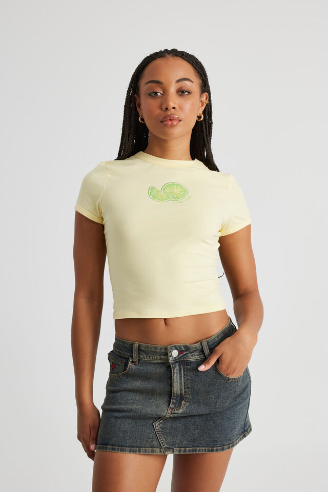 Fitted Baby Tee, YELLOW/LIMES