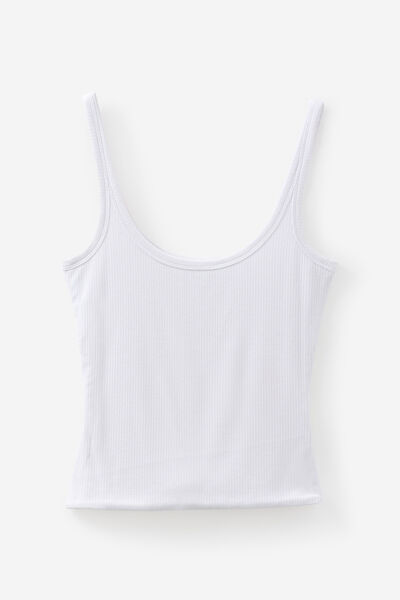 Authentics Scoop Neck Tank, WHITE