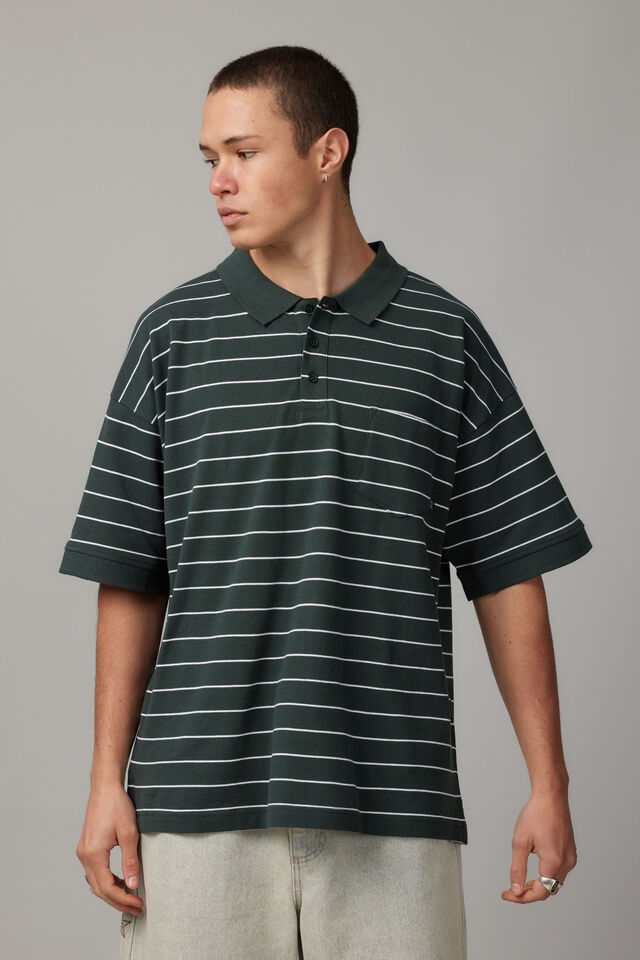 Oversized Polo, IVY GREEN STRIPE