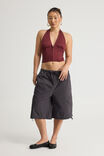 Zip Front Halter Top, BORDEAUX - alternate image 2