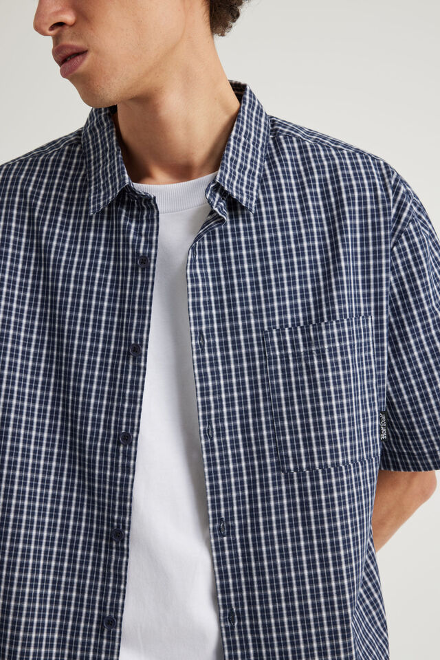 Half Half Short Sleeve Shirt, HH SUPREME BLUE CHECK