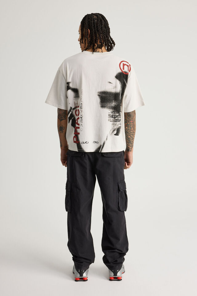 Half Half Straight Cargo Pant, BLACK