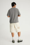 Half Half Baggy Denim Short, ECRU - example image 3