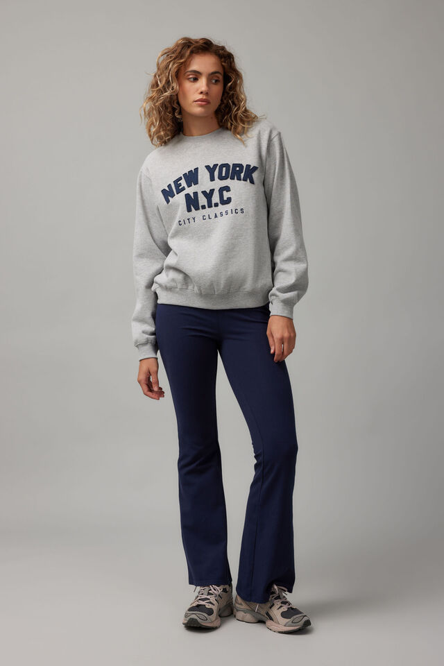 Graphic Crew Sweater, GREY MARLE/NYC