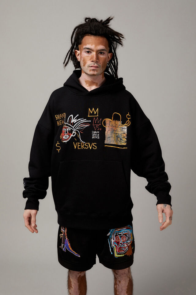 Baggy Basquiat Graphic Hoodie, LCN BSQ BLACK/BASQUIAT VERSVS