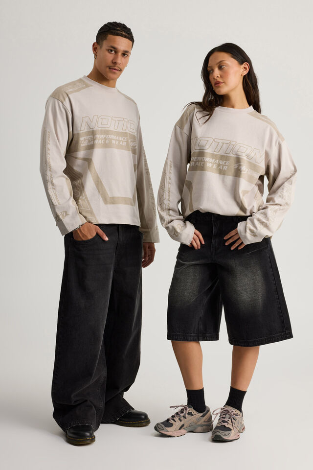 Notion Long Sleeve Box Fit Tshirt, NTN PEBBLE/NOTION TONAL