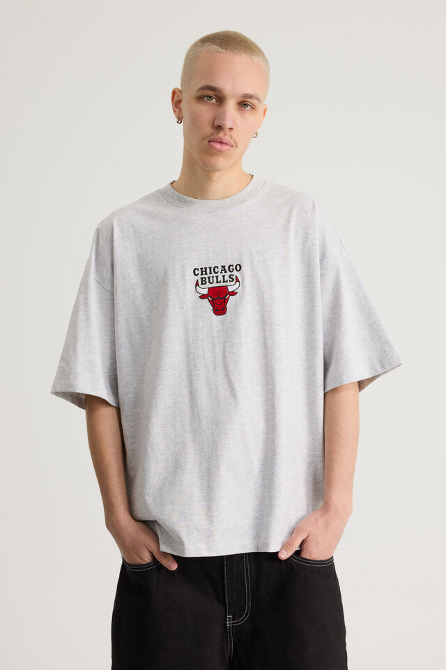 Box Fit Nba T Shirt, LCN NBA SILVER MARLE/CHICAGO BULLS SUPERSCRIP