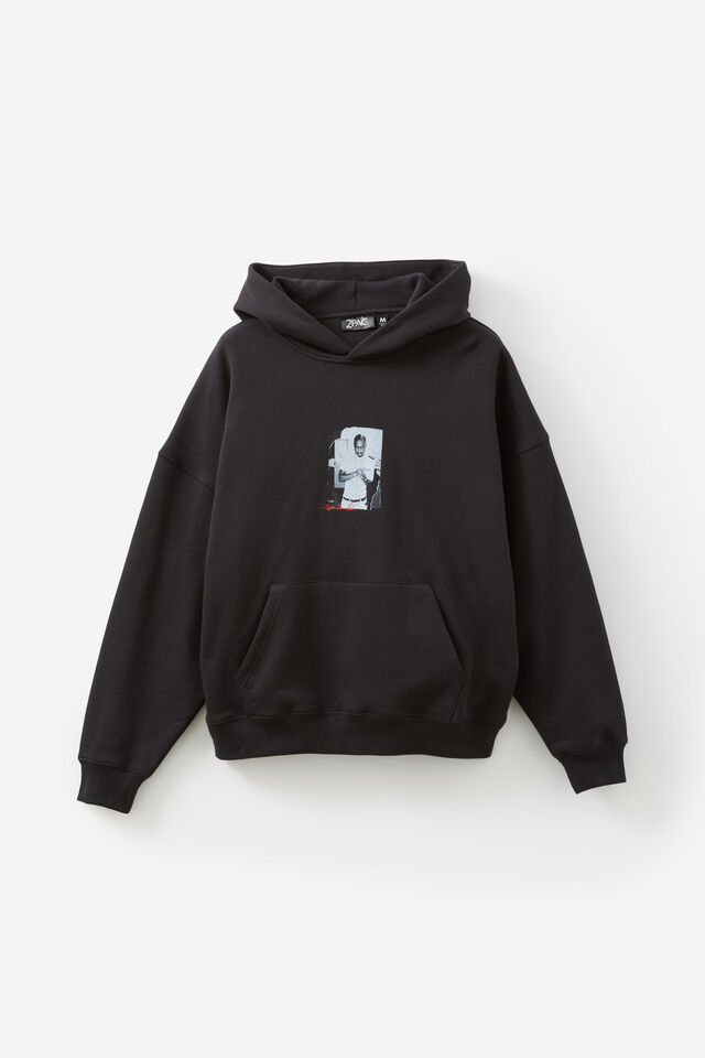 Music Merch Hoodie, LCN BRA BLACK/TUPAC SIGNATURE PHOTO