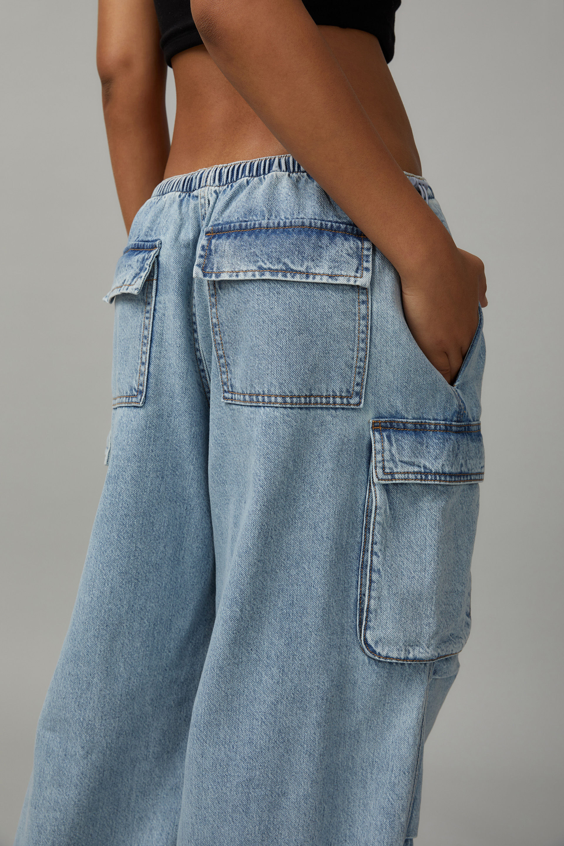 【BAON】Deanb parachute wide denim pants Denim Parachute Washed Jeans | boohooMAN USA
