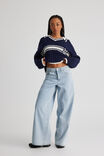 Sara Polo Knit Crop Jumper, NAVY BLAZER/OFF WHITE - alternate image 2