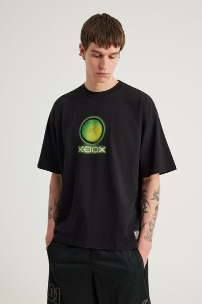 Ntn X Xbox Box Fit Tshirt, LCN XBOX WASHED BLACK/XBOX GLOW