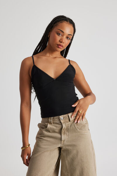 Sophia Mesh Cami, BLACK