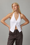 Dana Twist Front Halter Top, WHITE - alternate image 1