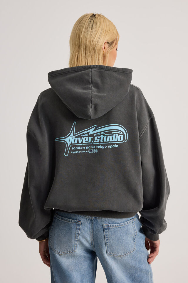 Chloe Hoodie, WASHED BLACK/LOVER STUDIO