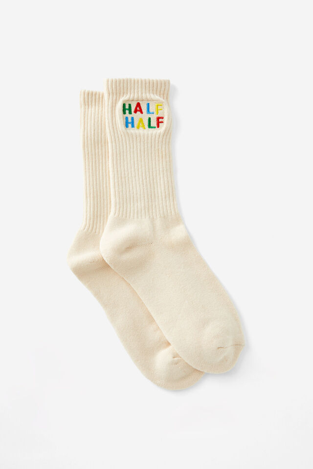 Unisex Rib Sock - Extra, HALF HALF BEIGE MAGNETS