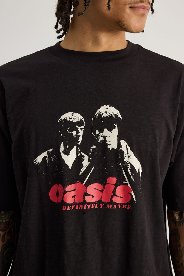 Box Fit Music Merch T Shirt, LCN OAS BLACK/OASIS DEFINITELY MAYBE
