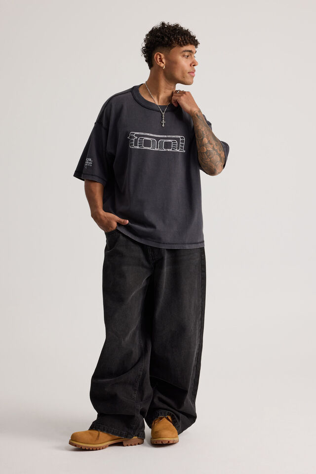 Boxy Cropped Music T Shirt, LCN MT WASHED BLACK/TOOL