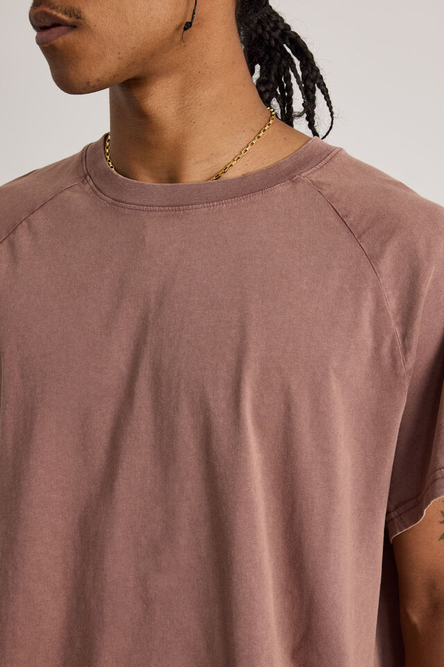 Boxy Cropped Raglan Tshirt, WASHED CACAO