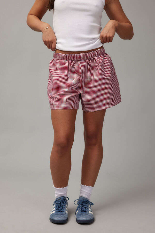 Tilly Boxer Short, RED CHECK