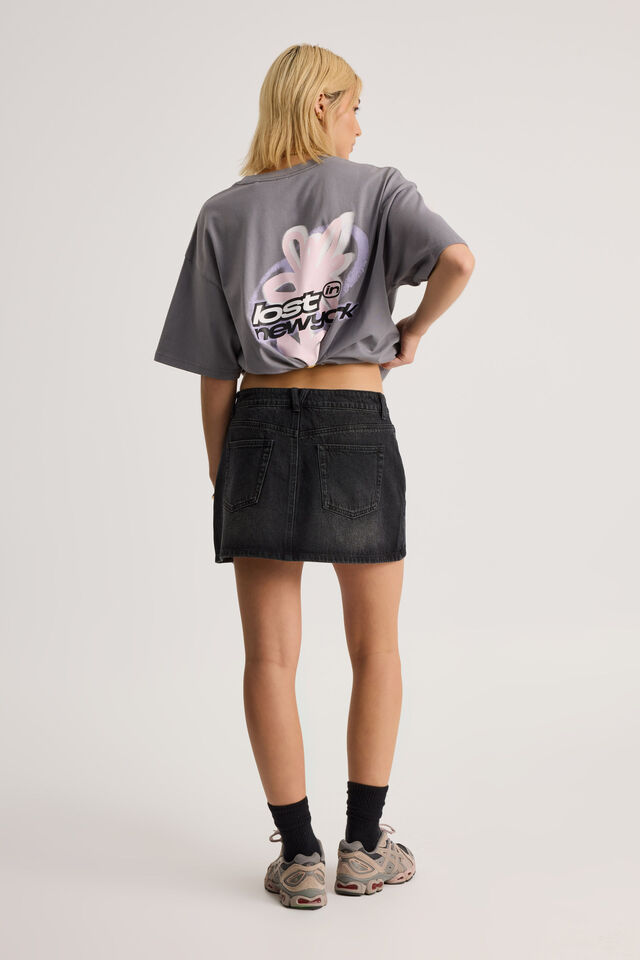The Everyday Denim Skirt, MIDNIGHT BLACK