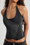 Denim Wrap Vest, WASHED BLACK - example image 4